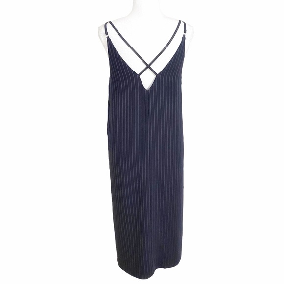 TOPSHOP NAVY WHITE STRIPED CRISS CROSS SLEEVELESS MIDI SHIFT DRESS - 4 - Picture 3 of 10